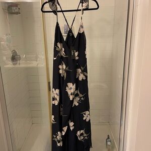 Lulus blue floral wrap maxi dress, NWTs
